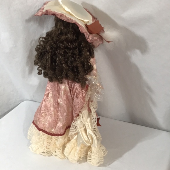 Vintage Victorian 17” Porcelain Standing Doll w/Hat - Picture 7 of 11
